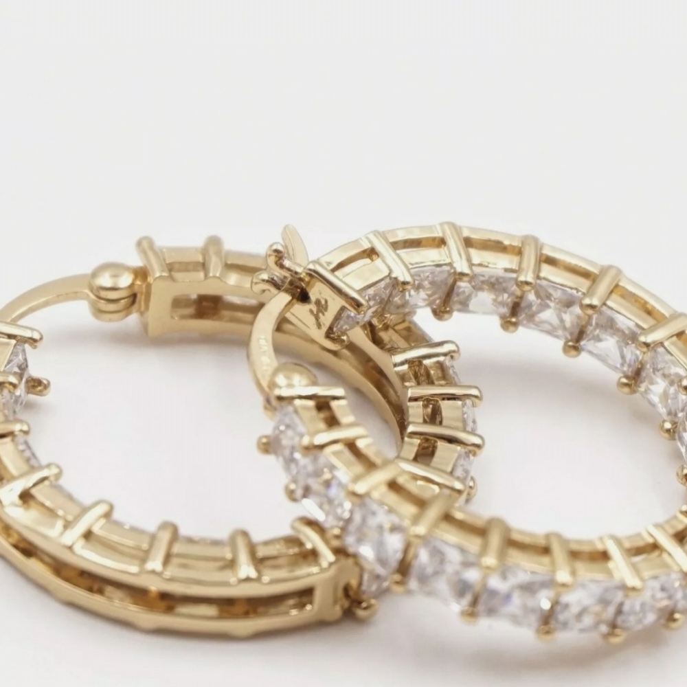 Jacklyn Roxanne Glamour Sparkling Hoops Earrings WOW - Picture 4 of 6